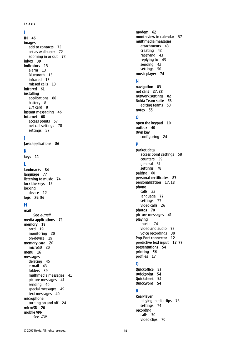 Nokia E65 User Manual | Page 98 / 99