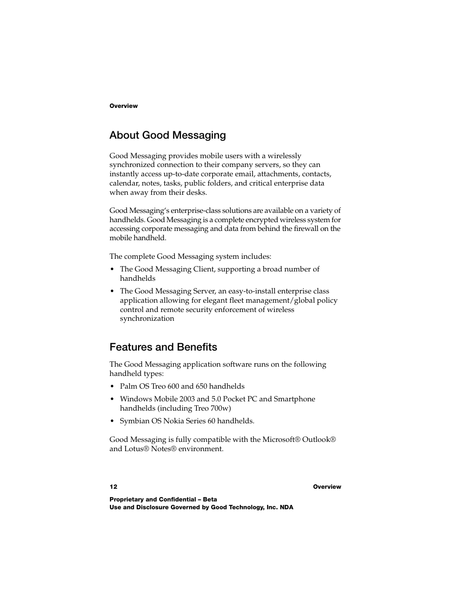 About good messaging, Features and benefits, Features and benefits 12 | Nokia E62 User Manual | Page 10 / 112