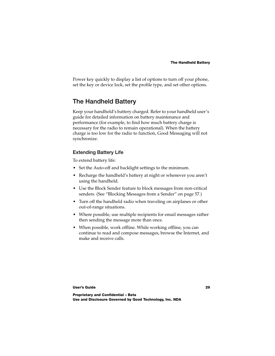 The handheld battery, Extending battery life, The handheld battery 29 | Nokia E62 User Manual | Page 27 / 112