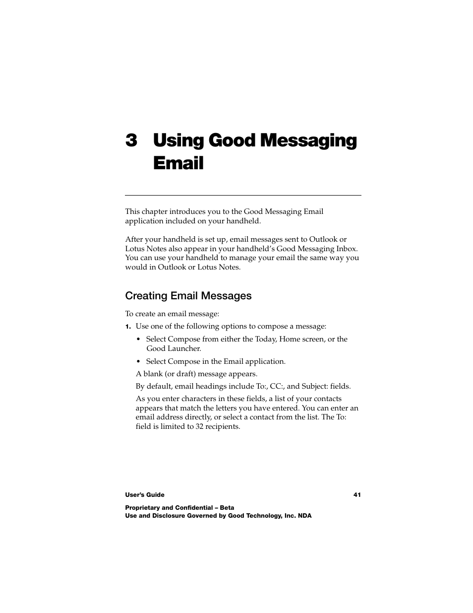 3 using good messaging email, Creating email messages, Creating email messages 41 | Nokia E62 User Manual | Page 39 / 112