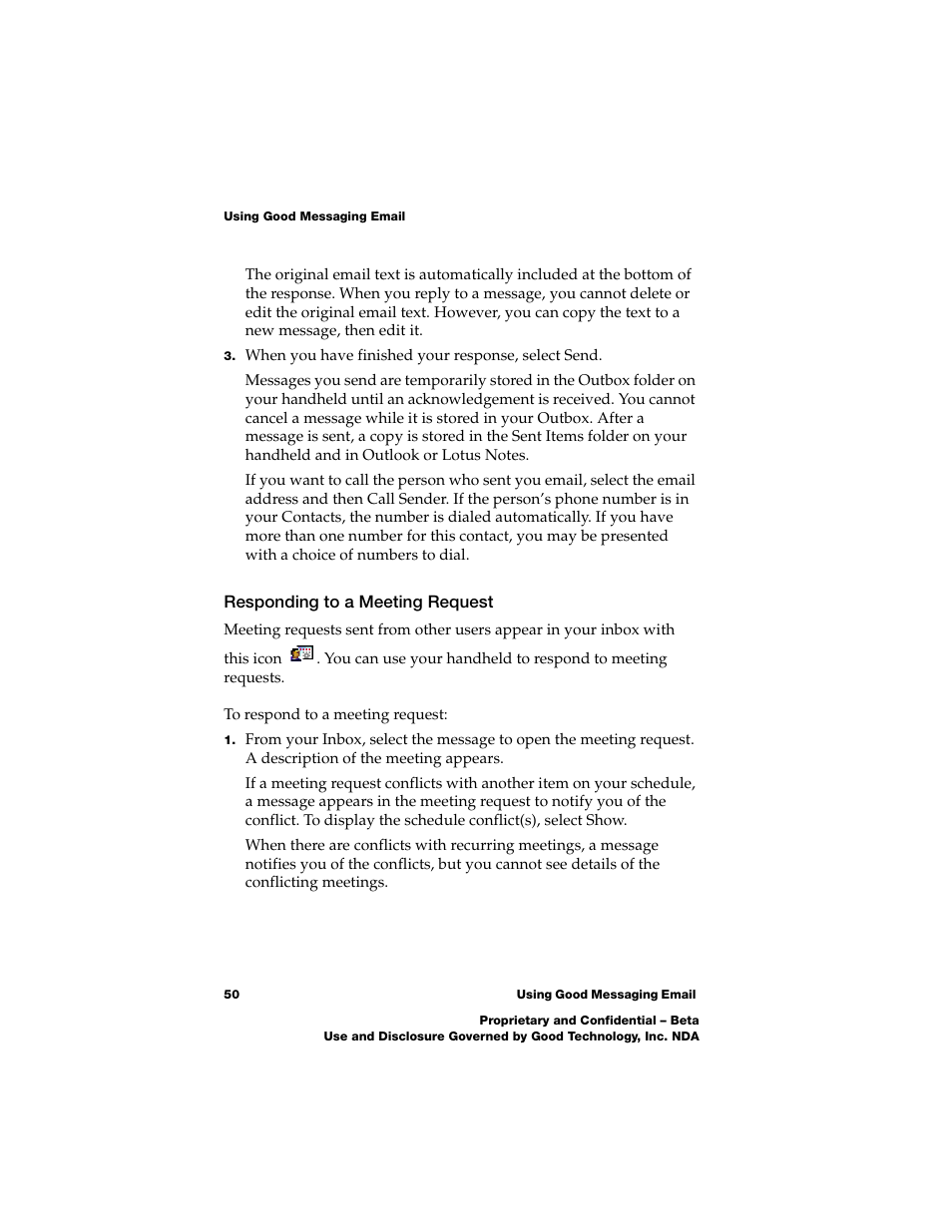 Responding to a meeting request | Nokia E62 User Manual | Page 48 / 112