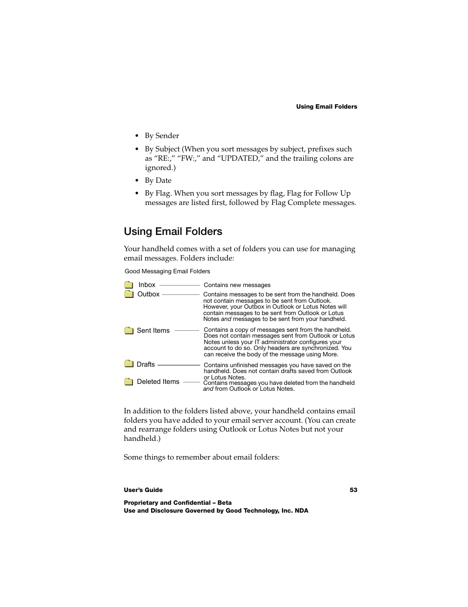 Using email folders | Nokia E62 User Manual | Page 51 / 112
