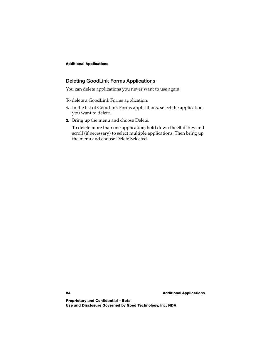Deleting goodlink forms applications | Nokia E62 User Manual | Page 82 / 112