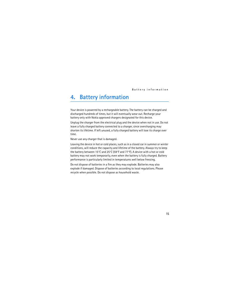 Battery information | Nokia Bluetooth Headset BH-701 User Manual | Page 15 / 17