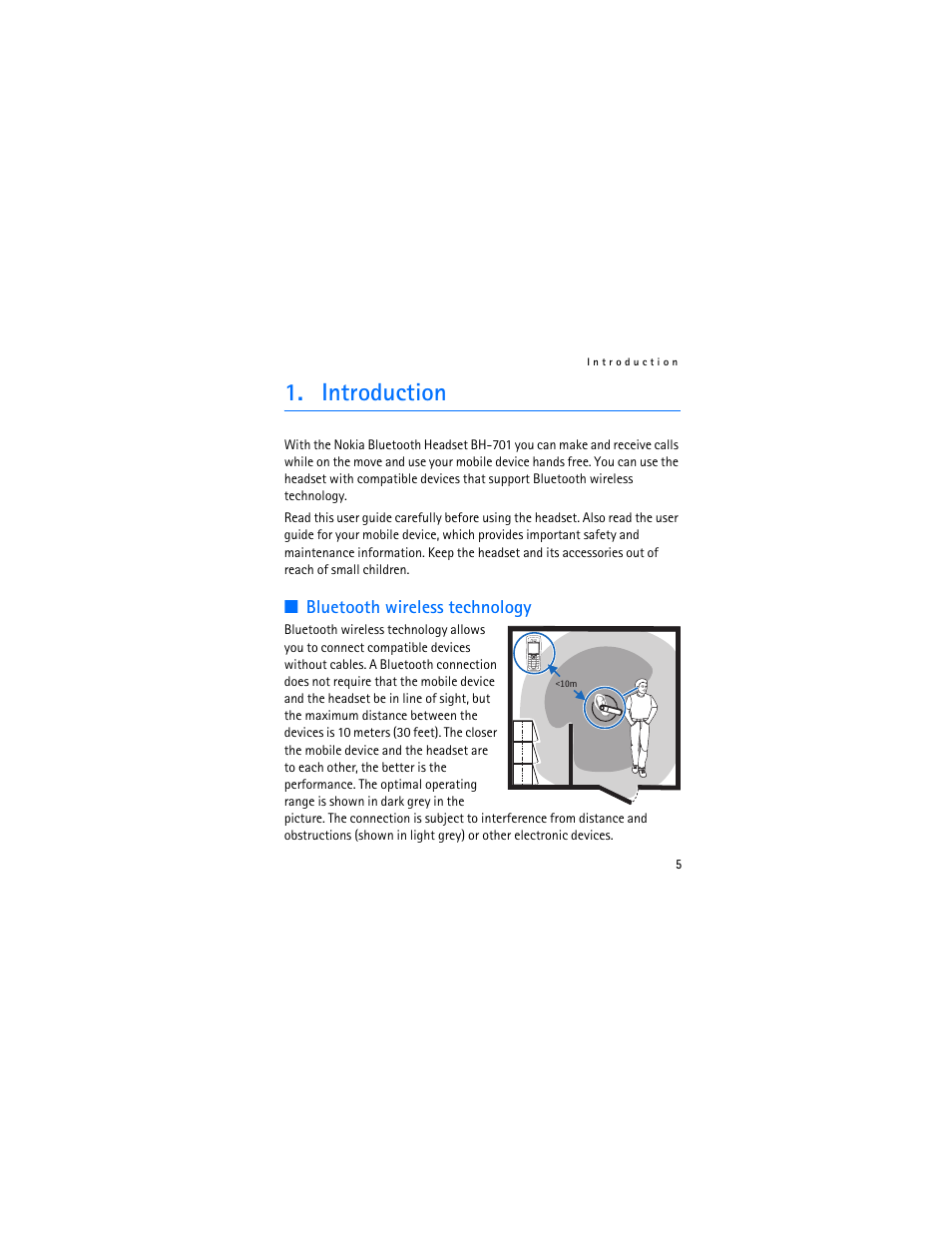 Introduction, Bluetooth wireless technology | Nokia Bluetooth Headset BH-701 User Manual | Page 5 / 17