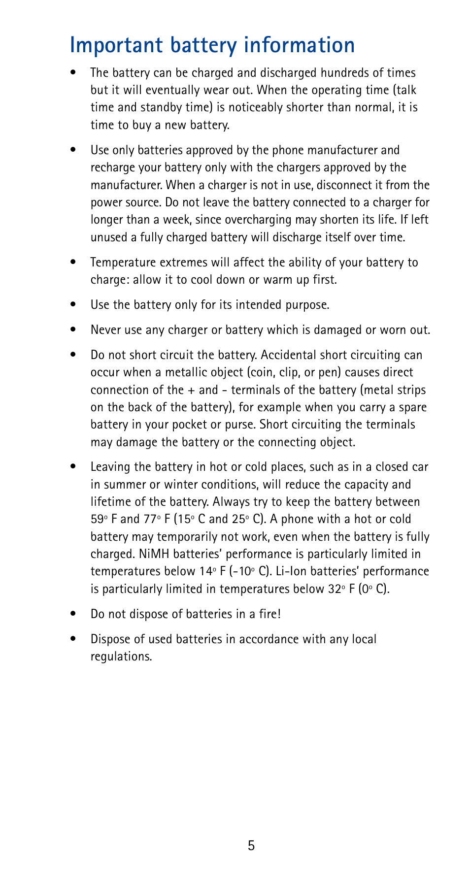 Important battery information | Nokia 5125 User Manual | Page 11 / 92