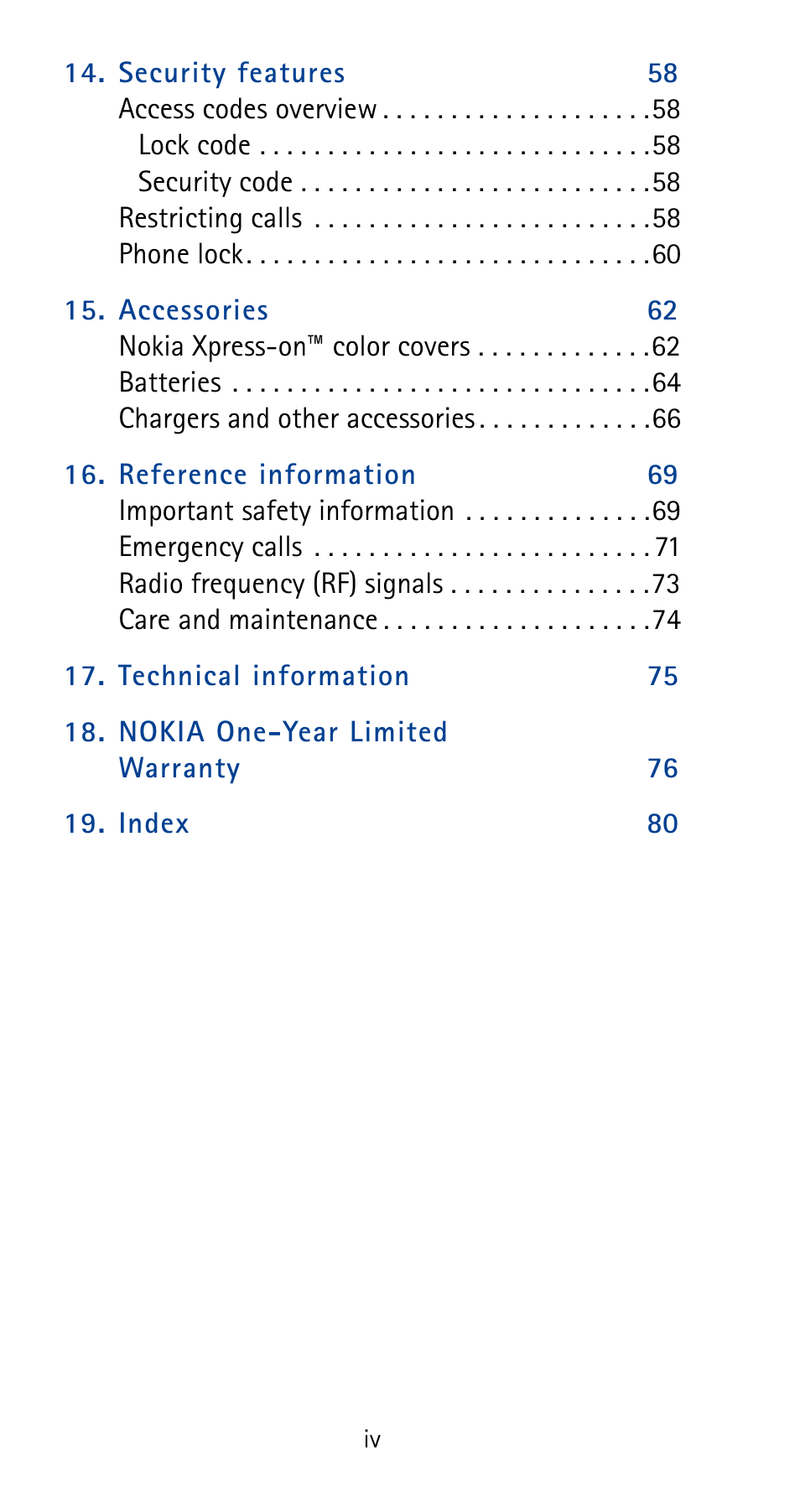 Nokia 5125 User Manual | Page 6 / 92