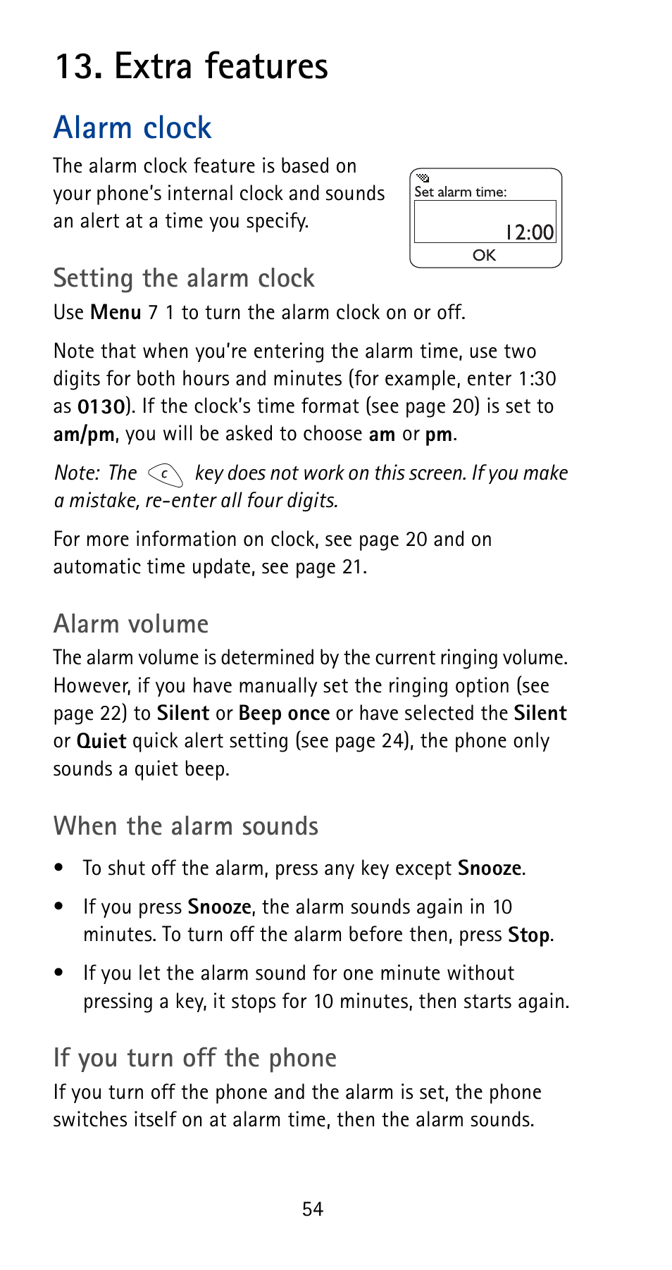 Extra features, Alarm clock | Nokia 5125 User Manual | Page 60 / 92