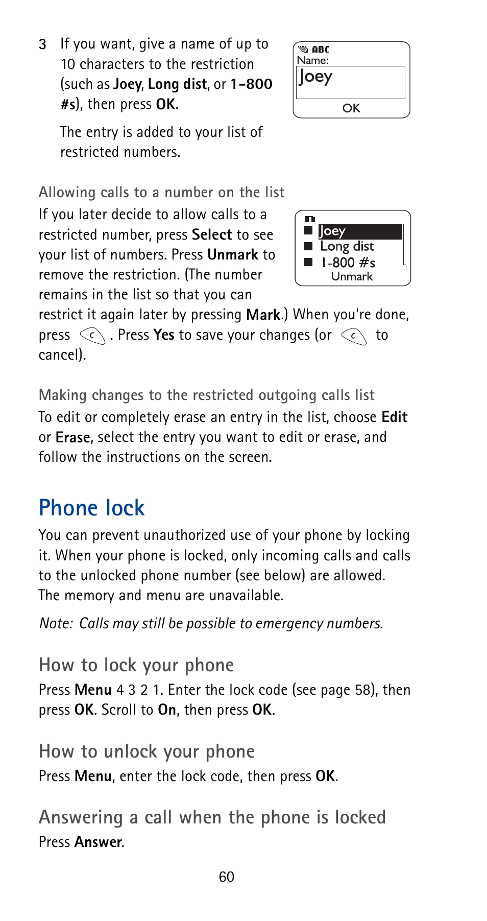 Phone lock, How to lock your phone, How to unlock your phone | Answering a call when the phone is locked | Nokia 5125 User Manual | Page 66 / 92