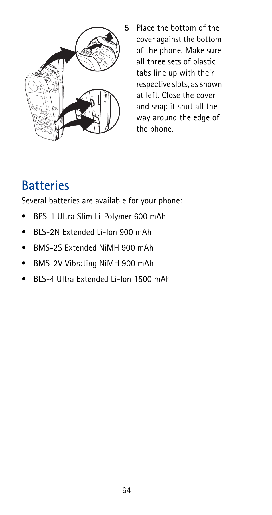 Batteries | Nokia 5125 User Manual | Page 70 / 92