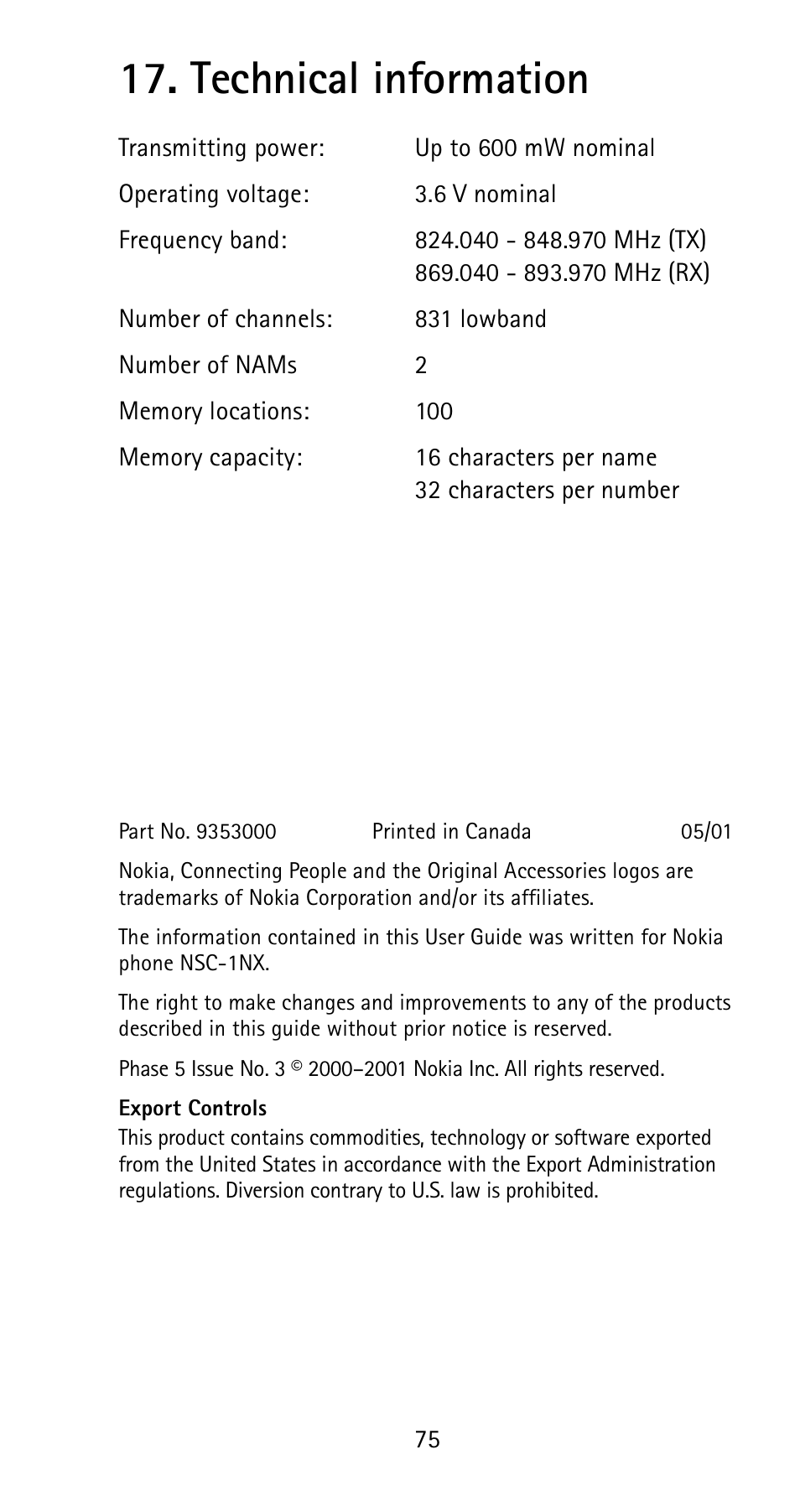 Technical information | Nokia 5125 User Manual | Page 81 / 92