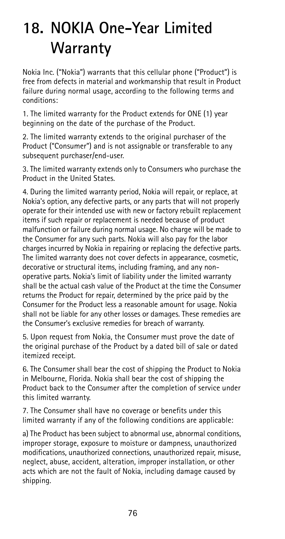 Nokia one-year limited warranty | Nokia 5125 User Manual | Page 82 / 92