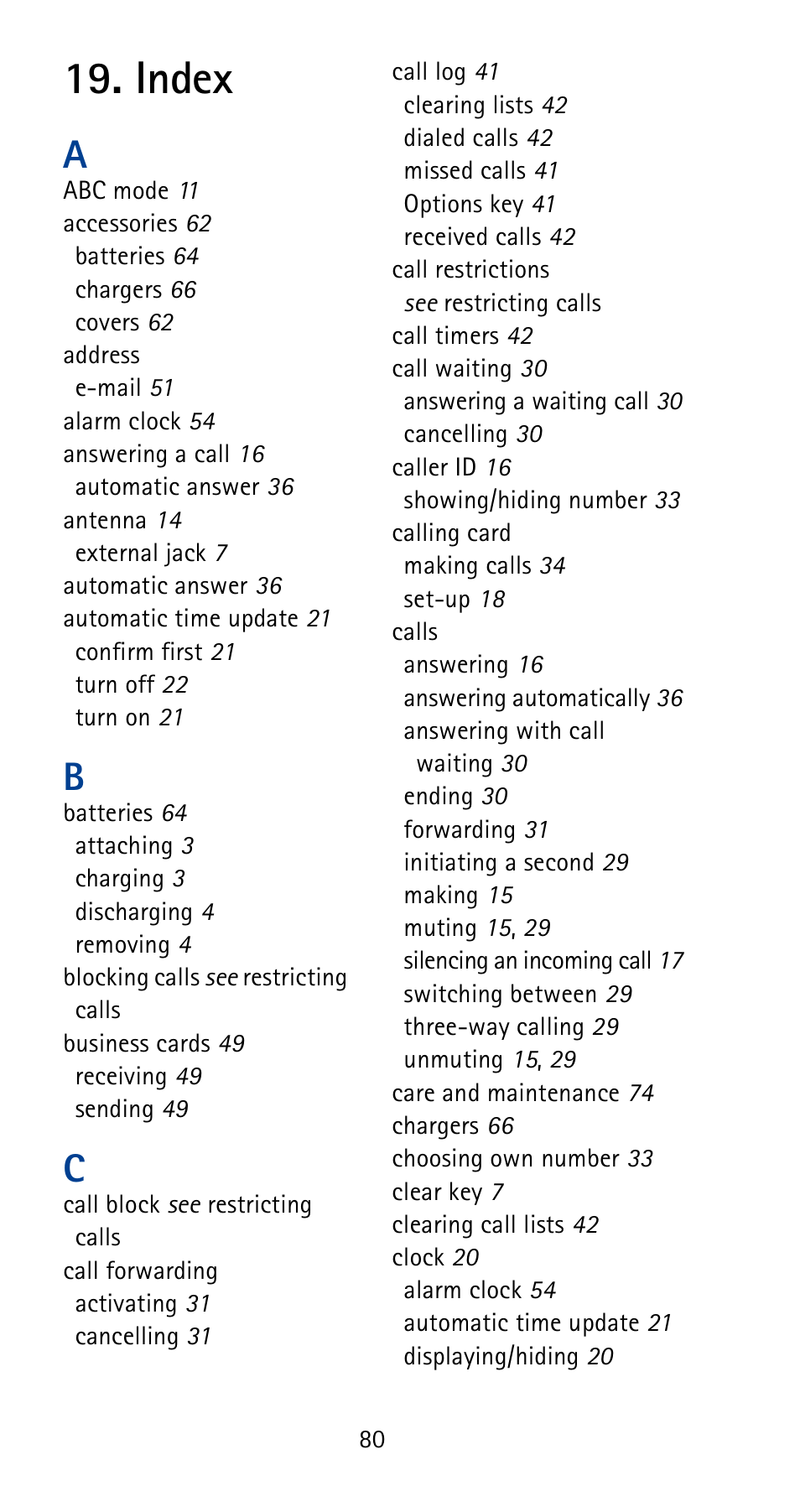 Index | Nokia 5125 User Manual | Page 86 / 92