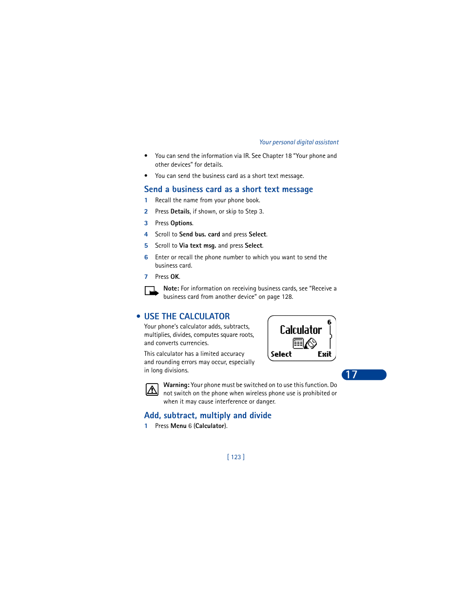 Use the calculator, 2 troubleshooting | Nokia 8390 User Manual | Page 134 / 173