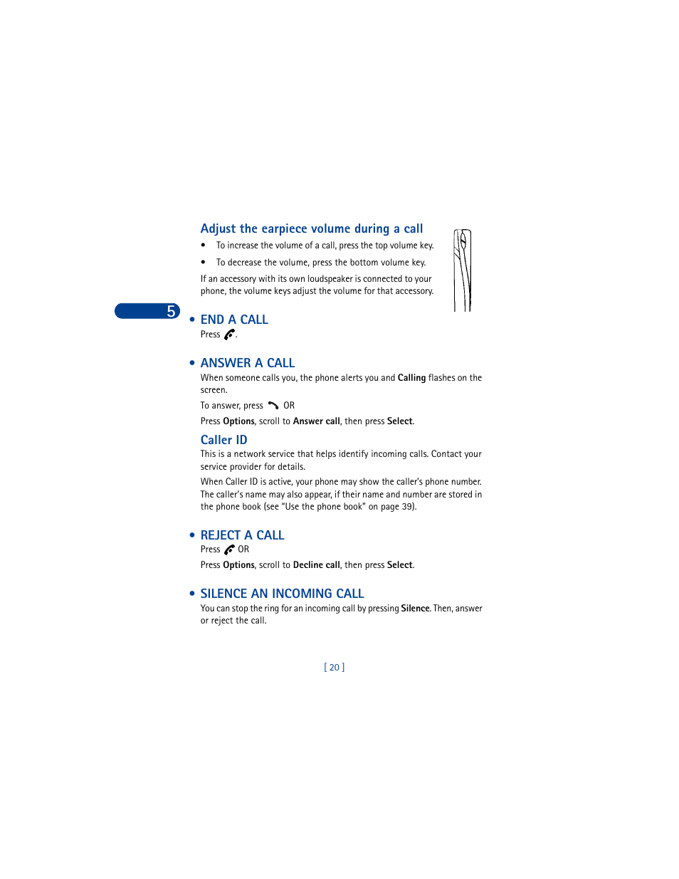 End a call, Answer a call, Reject a call | Silence an incoming call | Nokia 8390 User Manual | Page 31 / 173