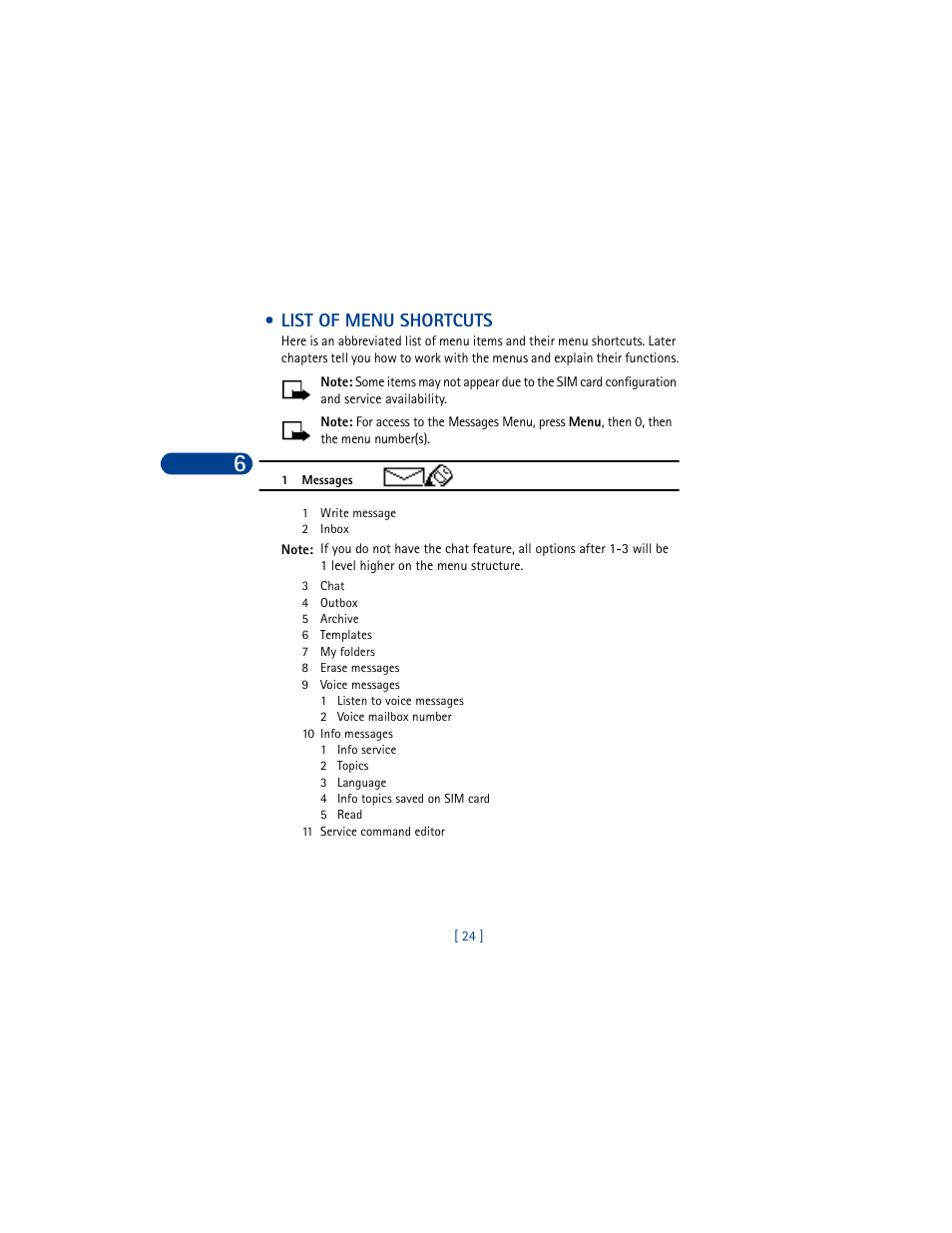 List of menu shortcuts | Nokia 8390 User Manual | Page 35 / 173