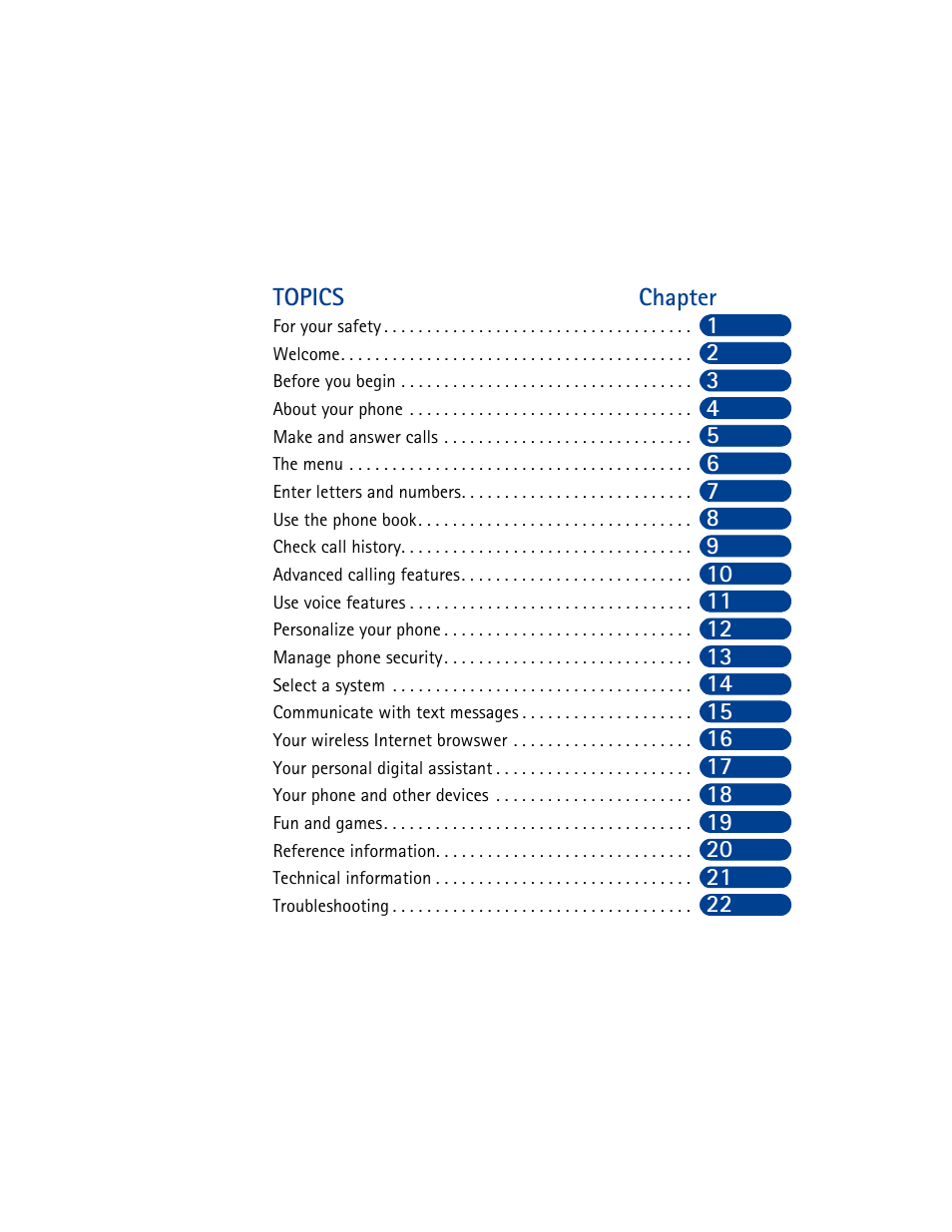 Topics chapter | Nokia 8390 User Manual | Page 4 / 173