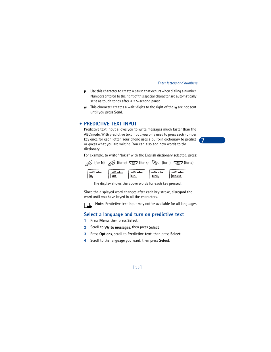 Predictive text input | Nokia 8390 User Manual | Page 46 / 173