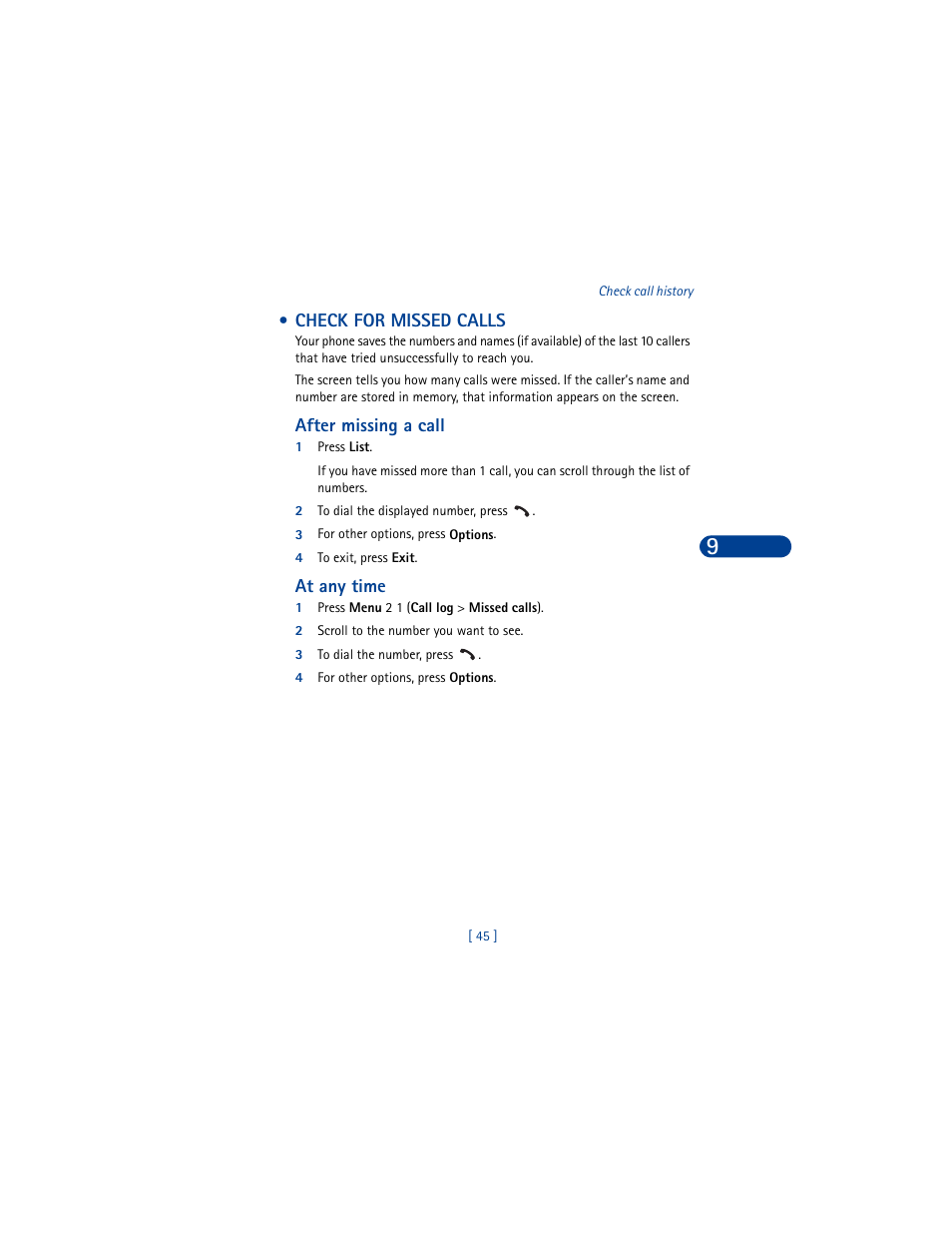 Check for missed calls | Nokia 8390 User Manual | Page 56 / 173