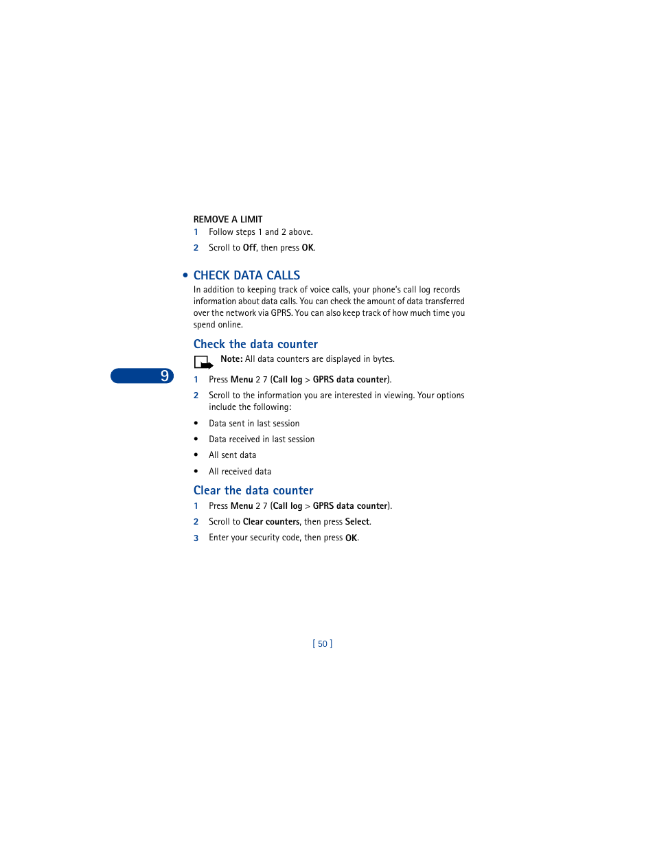 Check data calls | Nokia 8390 User Manual | Page 61 / 173