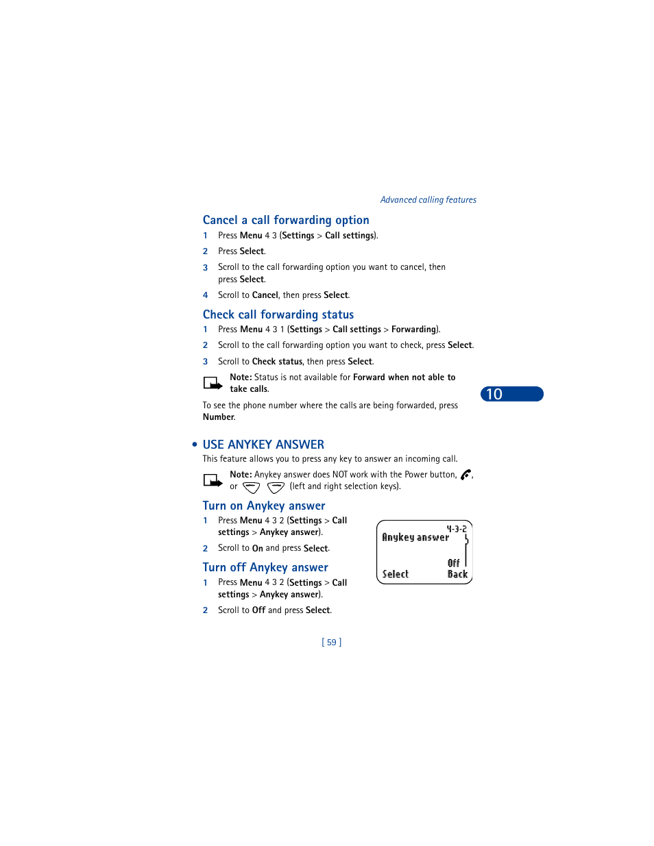 Use anykey answer | Nokia 8390 User Manual | Page 70 / 173