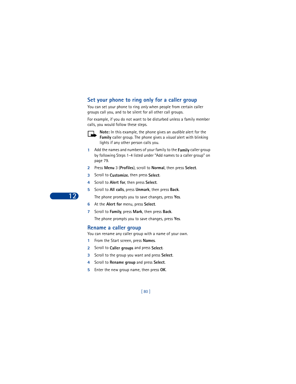 Set your phone to ring only for a caller group, Rename a caller group | Nokia 8390 User Manual | Page 91 / 173