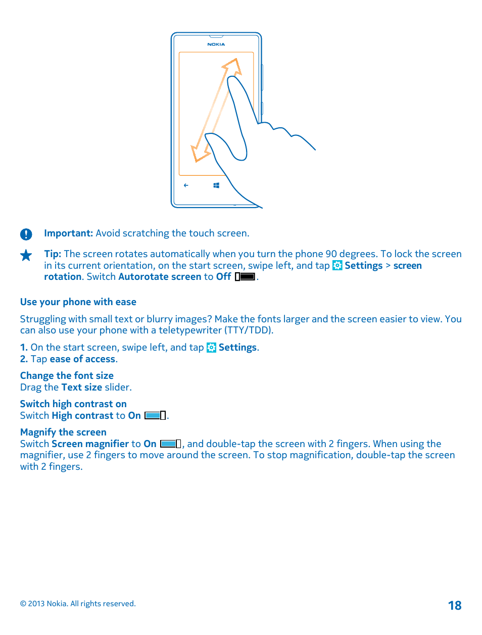 Use your phone with ease | Nokia Lumia 521 User Manual | Page 18 / 112