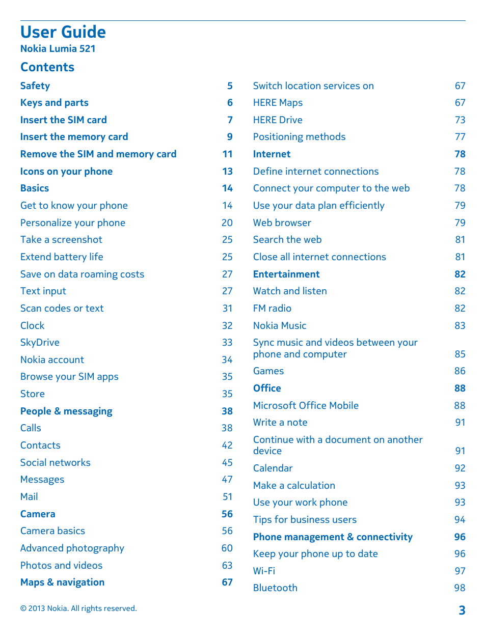 Nokia Lumia 521 User Manual | Page 3 / 112