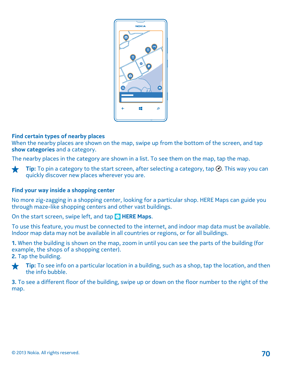 Find your way inside a shopping center | Nokia Lumia 521 User Manual | Page 70 / 112
