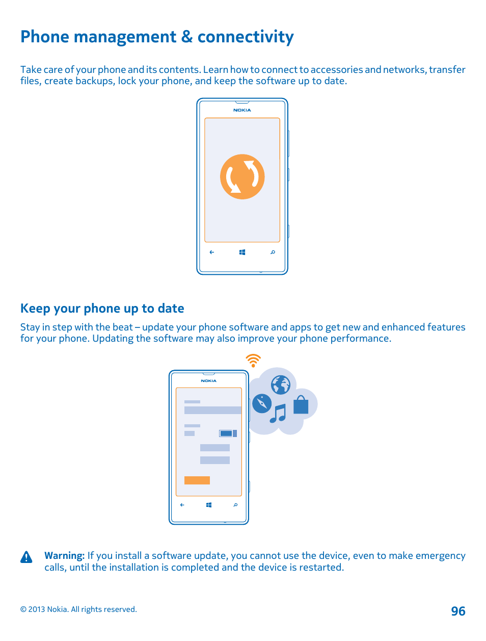 Phone management & connectivity, Keep your phone up to date | Nokia Lumia 521 User Manual | Page 96 / 112