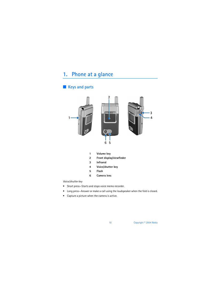 Phone at a glance, Keys and parts | Nokia 6255i User Manual | Page 11 / 233
