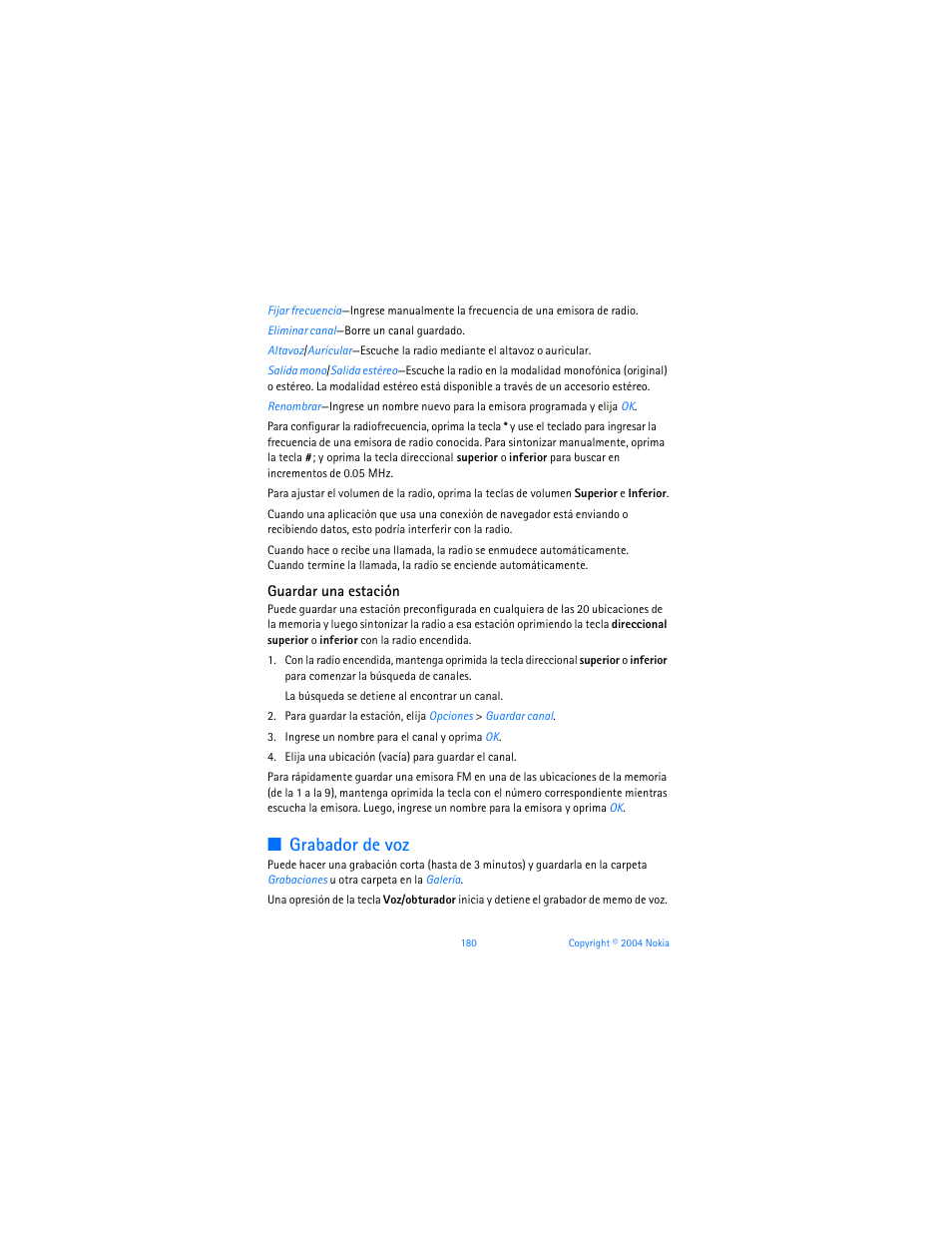 Grabador de voz | Nokia 6255i User Manual | Page 181 / 233