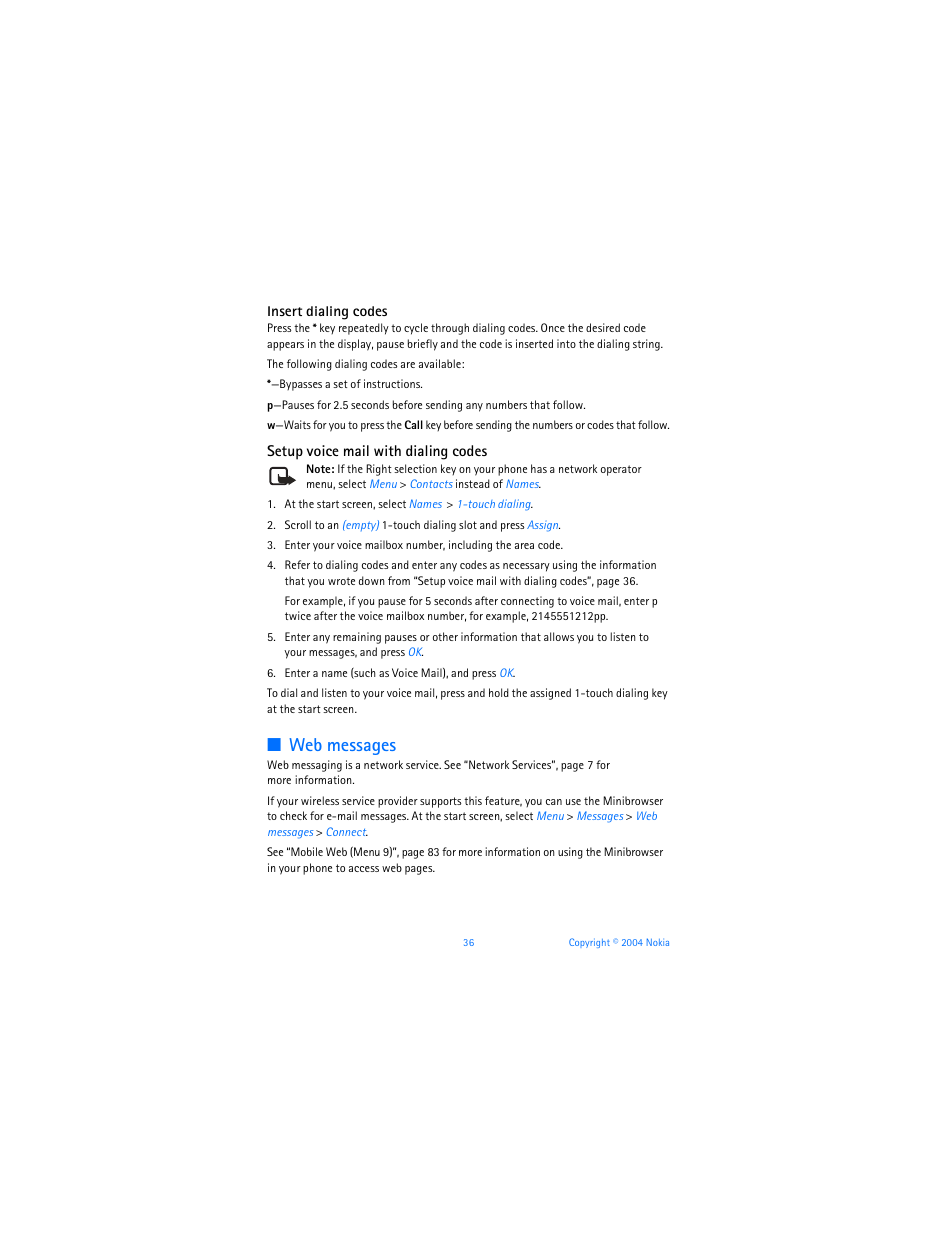 Web messages | Nokia 6255i User Manual | Page 37 / 233
