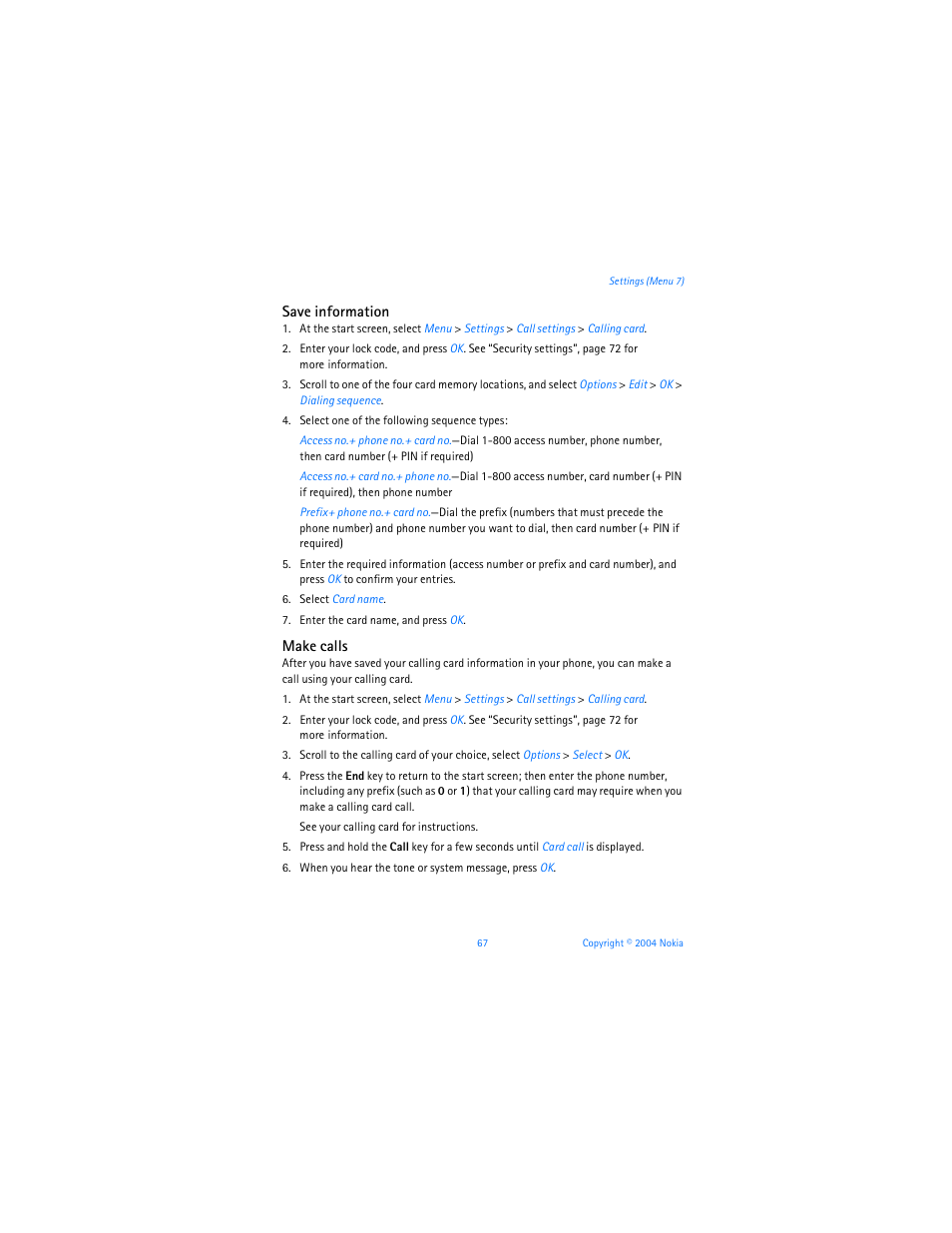 Nokia 6255i User Manual | Page 68 / 233