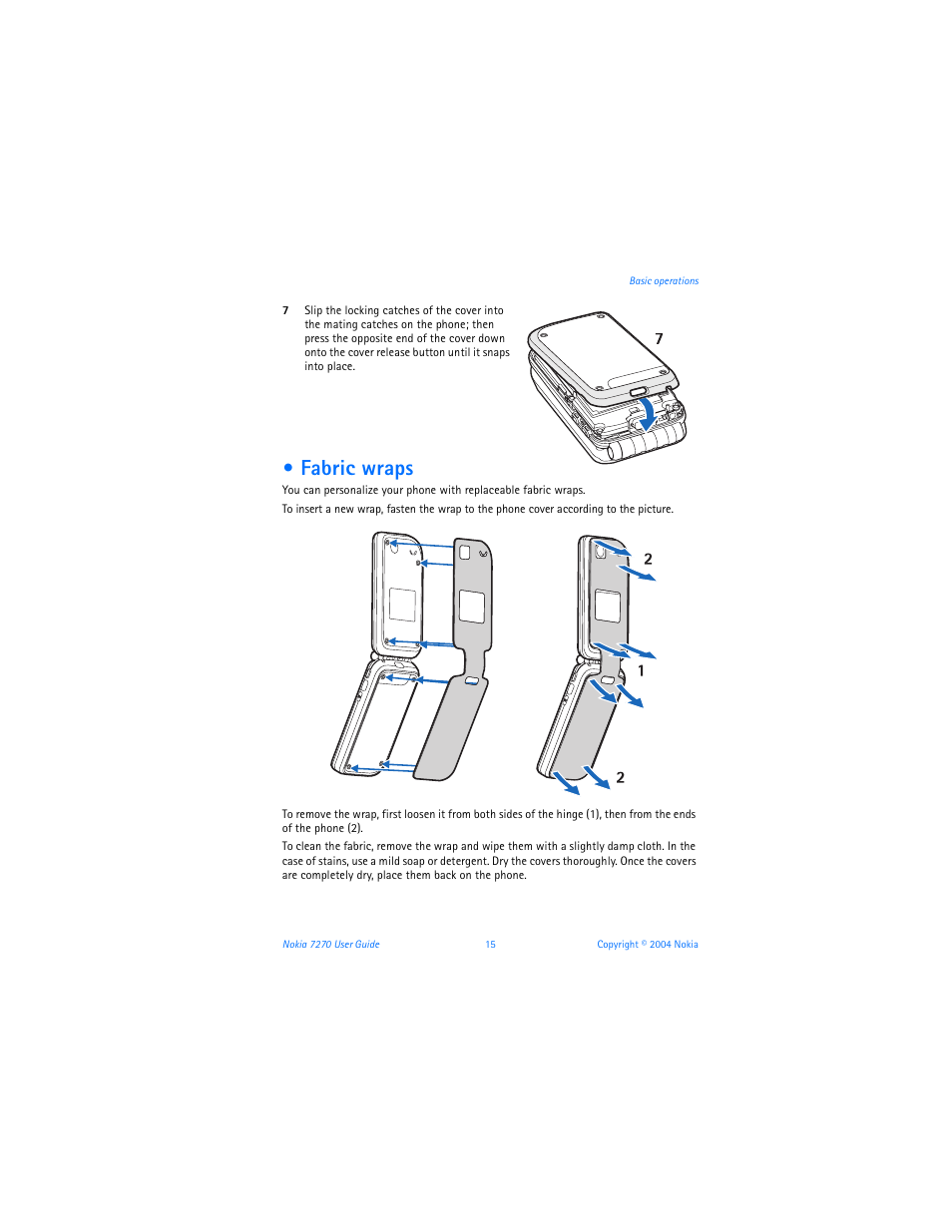 Fabric wraps | Nokia 7270 User Manual | Page 22 / 121