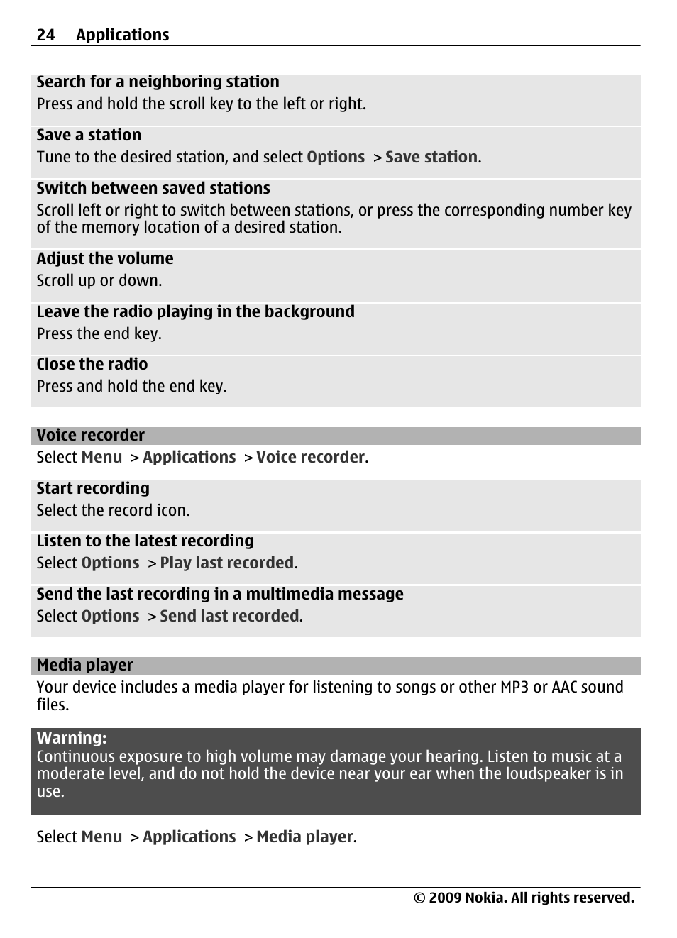 Voice recorder, Media player | Nokia 7020 User Manual | Page 24 / 74
