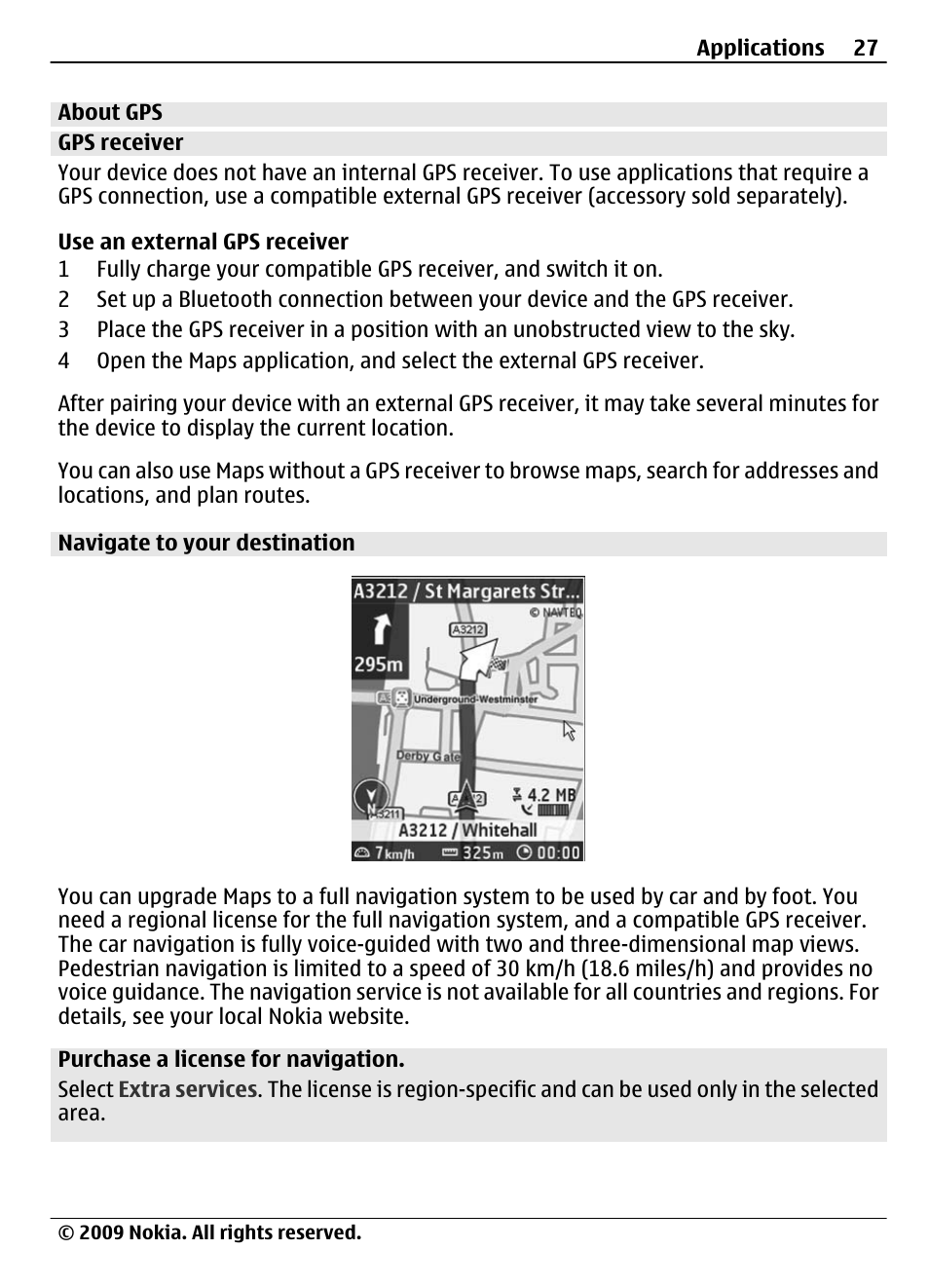 About gps, Gps receiver, Navigate to your destination | Nokia 7020 User Manual | Page 27 / 74