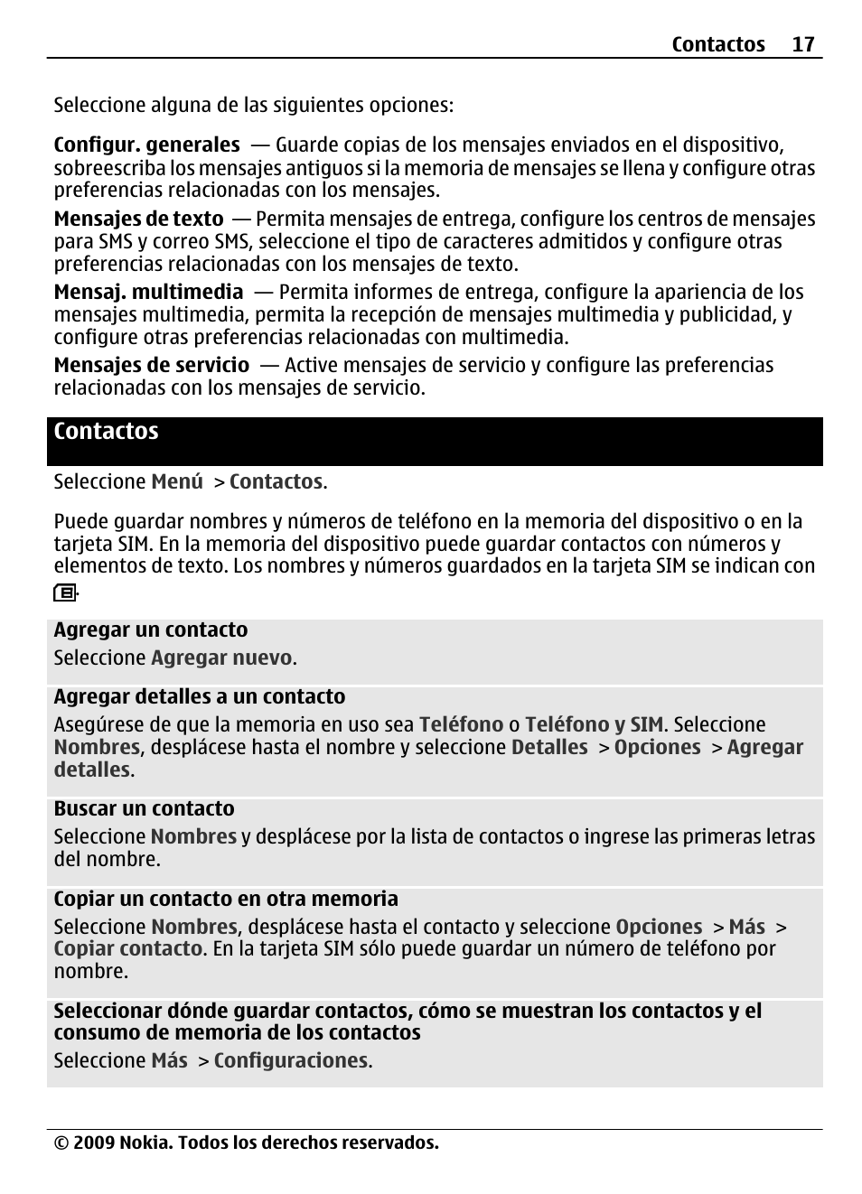 Contactos, Contactos 17 | Nokia 7020 User Manual | Page 53 / 74