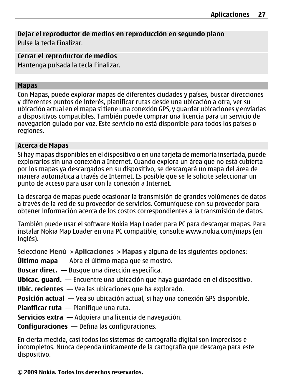 Mapas, Acerca de mapas | Nokia 7020 User Manual | Page 63 / 74