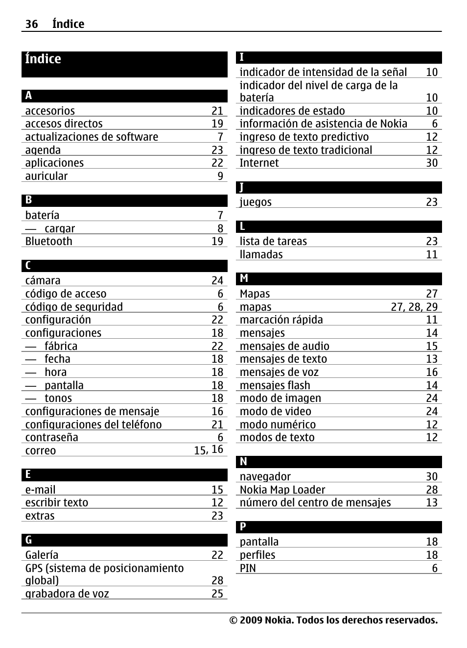 Índice | Nokia 7020 User Manual | Page 72 / 74