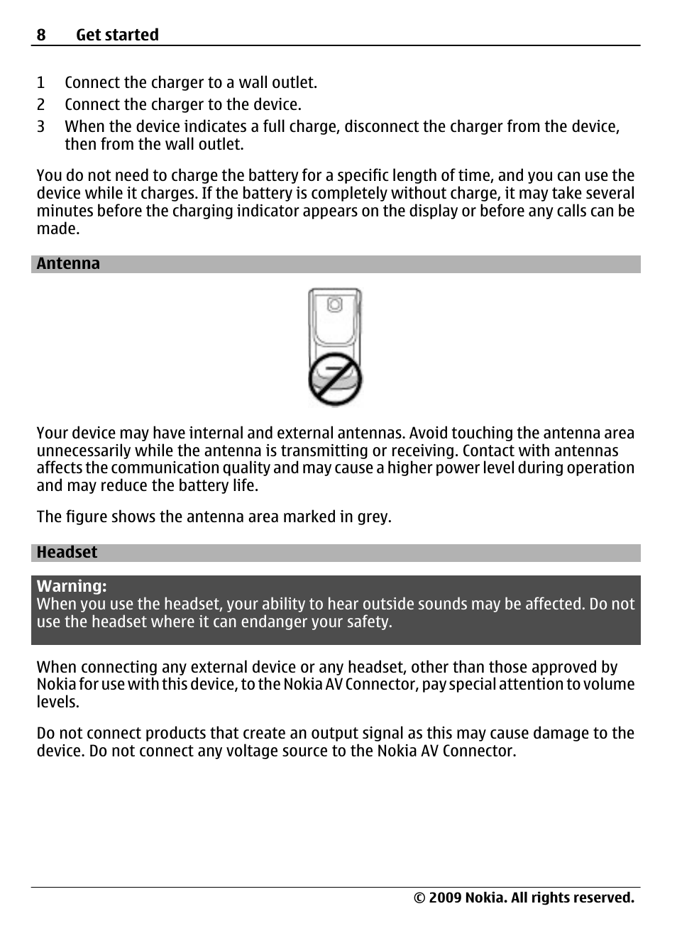 Antenna, Headset | Nokia 7020 User Manual | Page 8 / 74