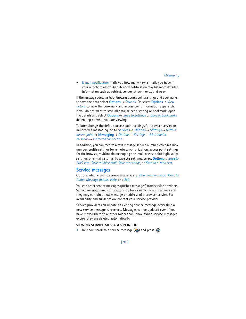 Service messages | Nokia 3620 User Manual | Page 100 / 209