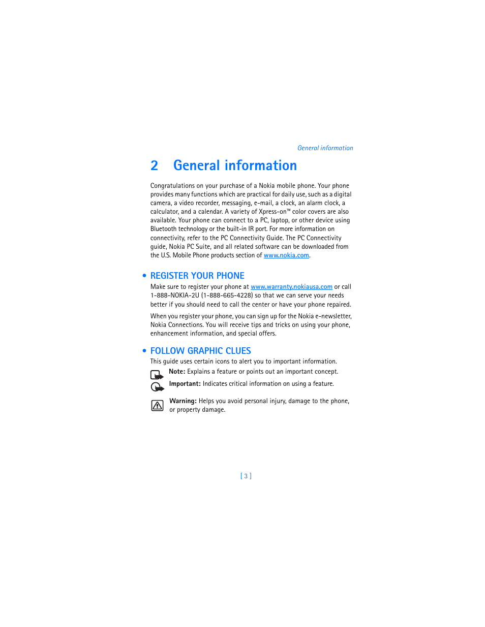 2 general information, Register your phone, Follow graphic clues | General information, 2general information | Nokia 3620 User Manual | Page 12 / 209