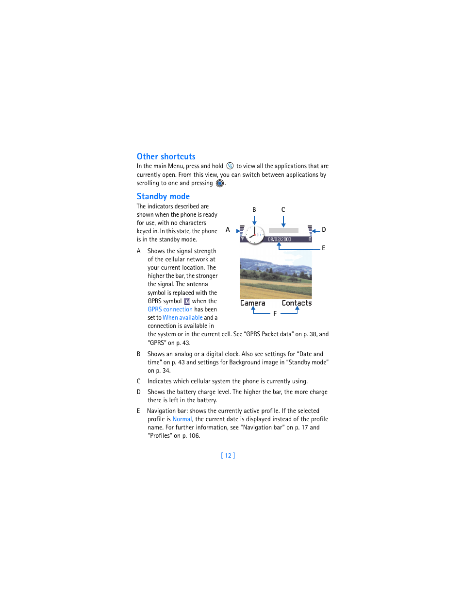 Other shortcuts, Standby mode | Nokia 3620 User Manual | Page 21 / 209