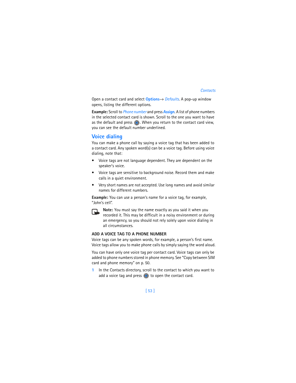 Voice dialing | Nokia 3620 User Manual | Page 62 / 209