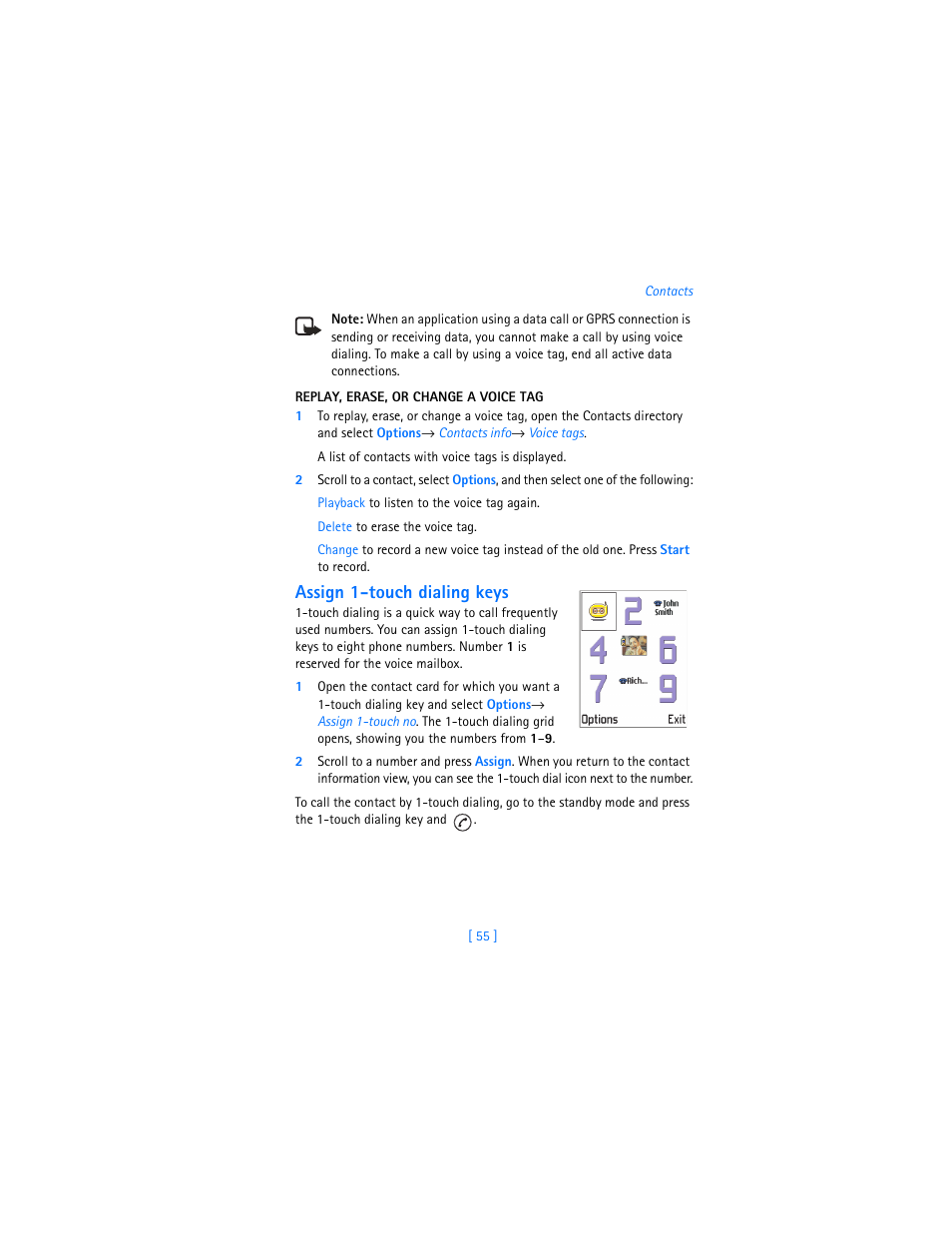 Assign 1-touch dialing keys | Nokia 3620 User Manual | Page 64 / 209