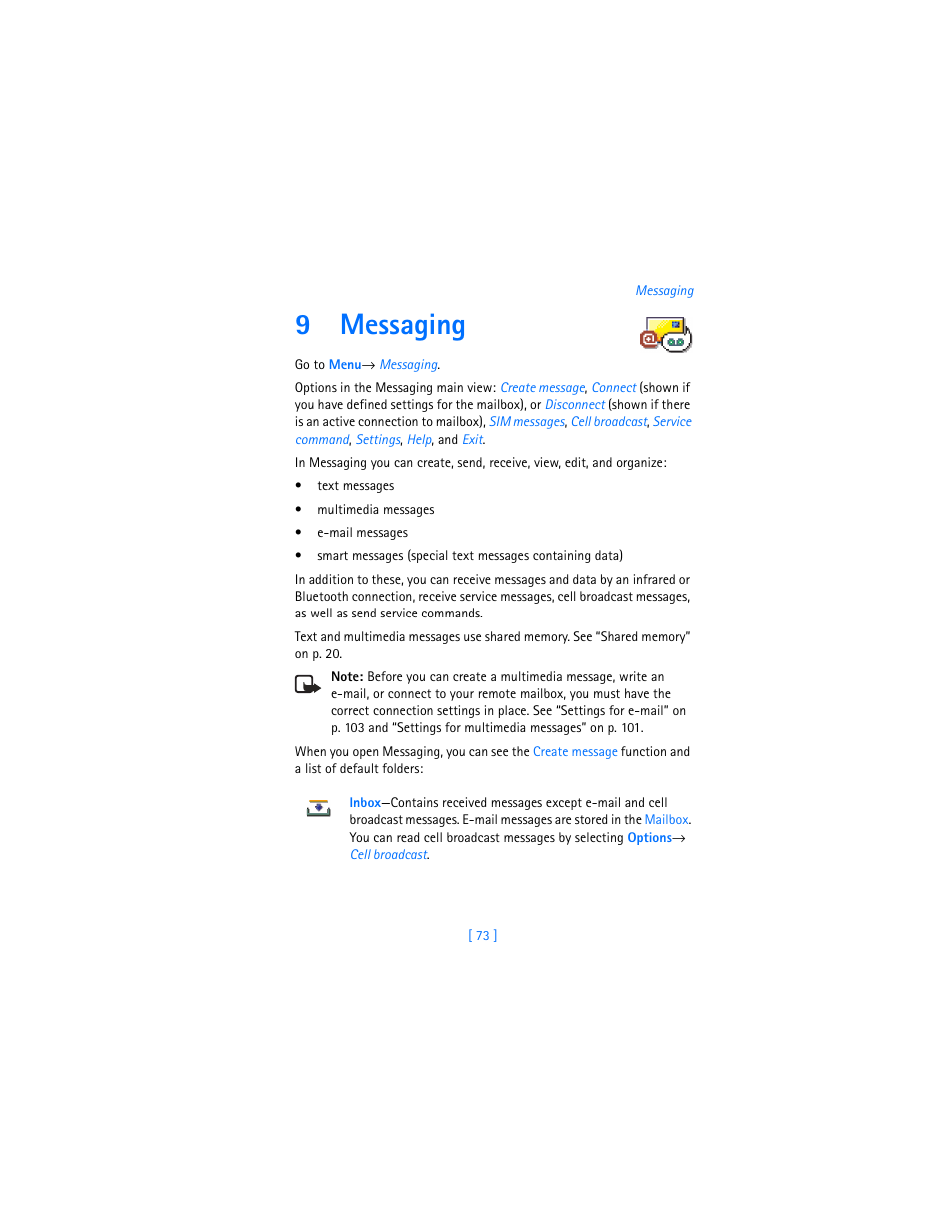 9 messaging, Messaging, E ‘messaging | 9messaging | Nokia 3620 User Manual | Page 82 / 209