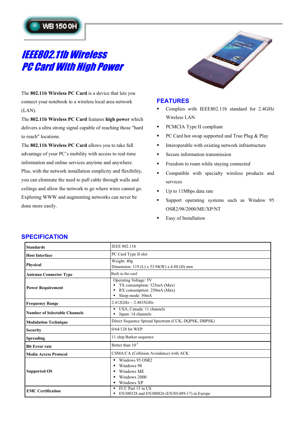 Abocom WB1500H User Manual | 1 page