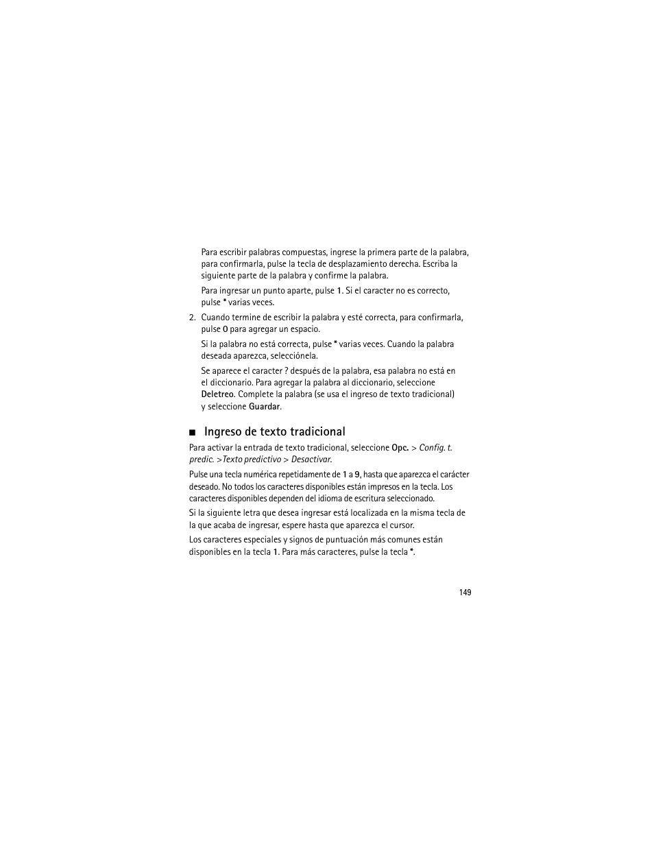 Ingreso de texto tradicional | Nokia 3555 User Manual | Page 150 / 241