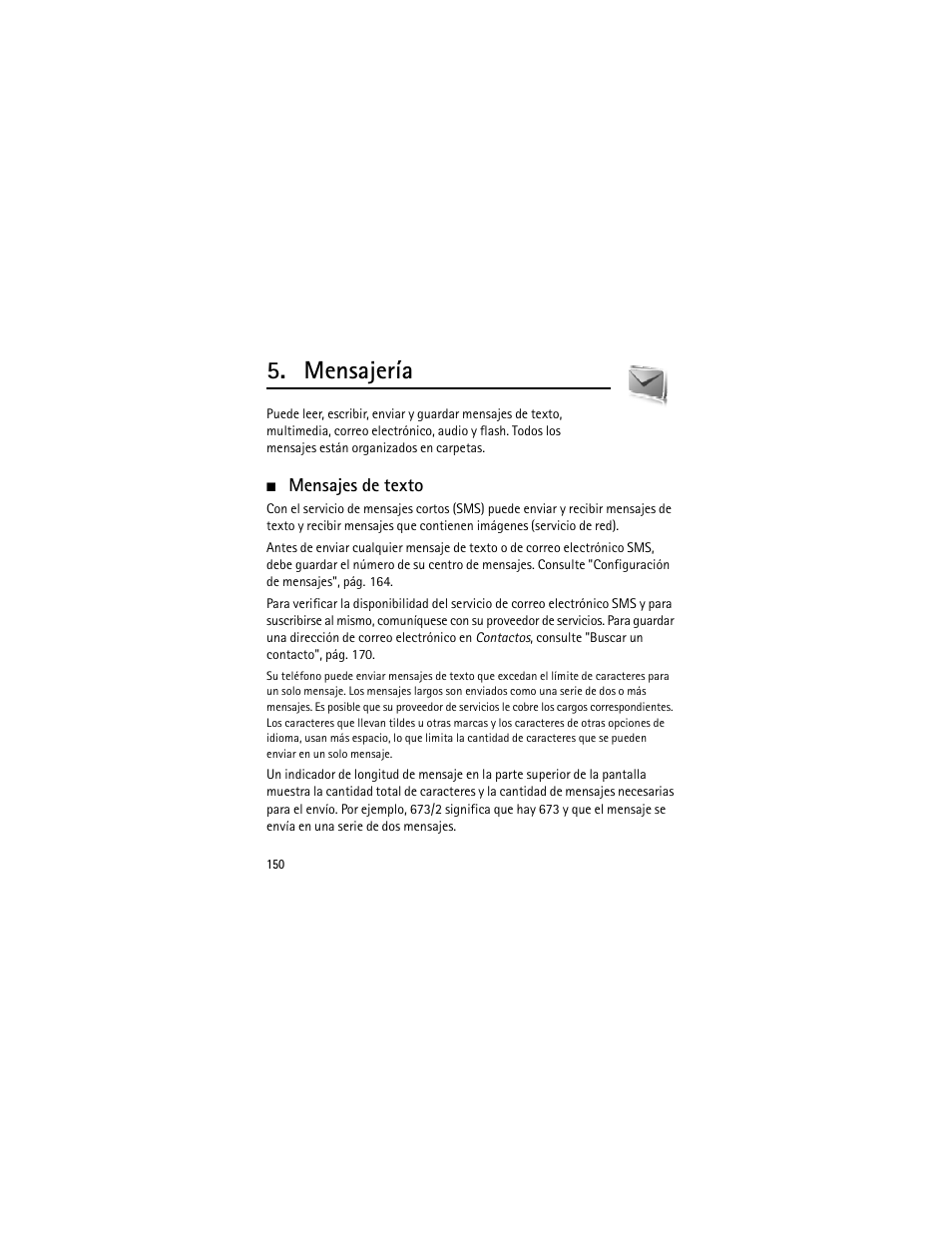 Mensajería, Mensajes de texto | Nokia 3555 User Manual | Page 151 / 241